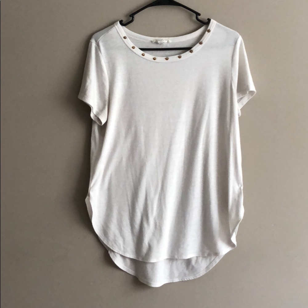 White blouse with Gold design around Neck